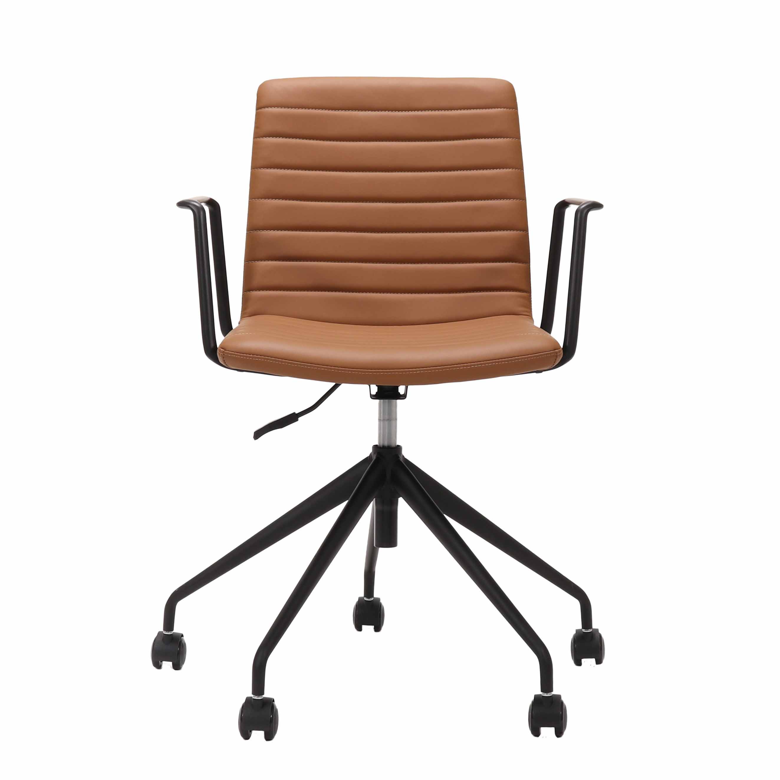 Pixel 5 Star Swivel Chair - With Arms - Amber PU - Black Frame